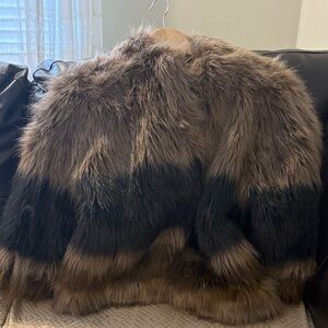 Moda International Faux Fur Jacket in Brown and Black size m/l